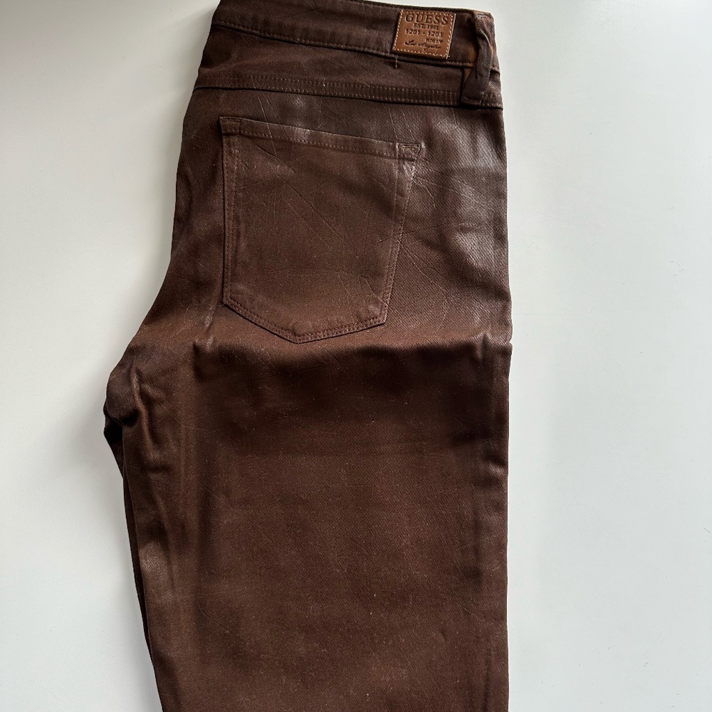 Guess Brown Coated Jeans Size 31